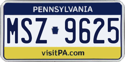 PA license plate MSZ9625