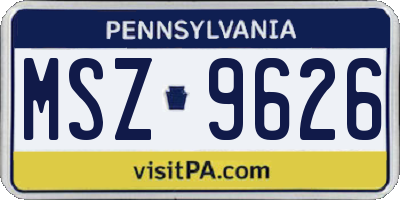 PA license plate MSZ9626