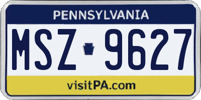 PA license plate MSZ9627