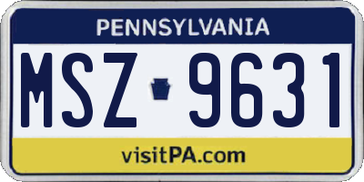 PA license plate MSZ9631
