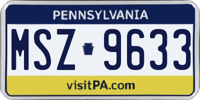 PA license plate MSZ9633