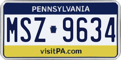 PA license plate MSZ9634