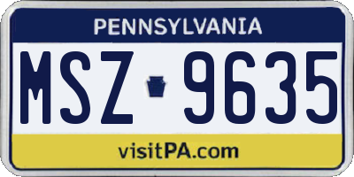 PA license plate MSZ9635