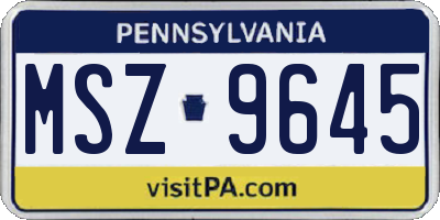 PA license plate MSZ9645