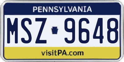 PA license plate MSZ9648