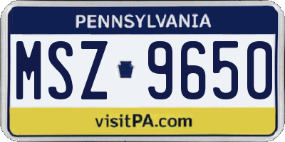 PA license plate MSZ9650