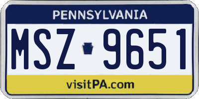 PA license plate MSZ9651