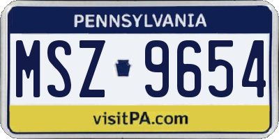 PA license plate MSZ9654
