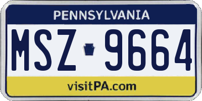 PA license plate MSZ9664