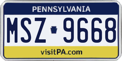 PA license plate MSZ9668