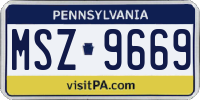 PA license plate MSZ9669