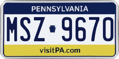 PA license plate MSZ9670