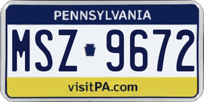 PA license plate MSZ9672