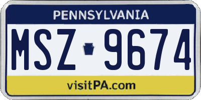 PA license plate MSZ9674