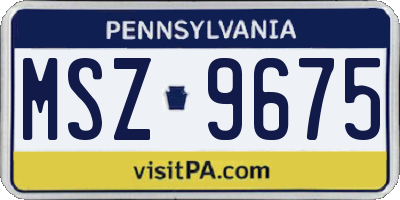 PA license plate MSZ9675