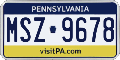 PA license plate MSZ9678
