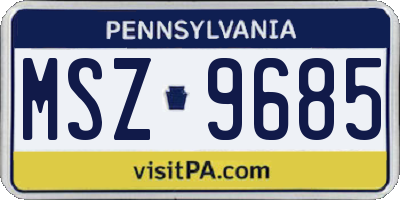 PA license plate MSZ9685