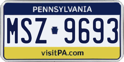 PA license plate MSZ9693