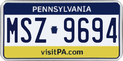 PA license plate MSZ9694