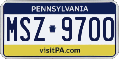 PA license plate MSZ9700