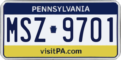 PA license plate MSZ9701