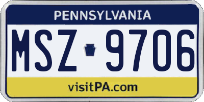 PA license plate MSZ9706