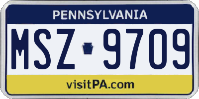 PA license plate MSZ9709