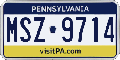 PA license plate MSZ9714