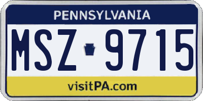 PA license plate MSZ9715