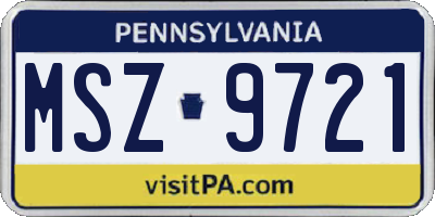 PA license plate MSZ9721