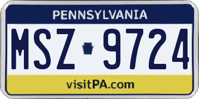 PA license plate MSZ9724