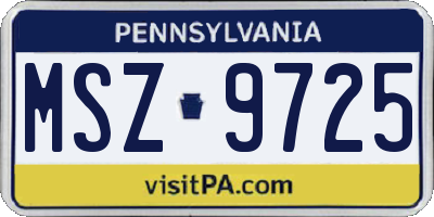 PA license plate MSZ9725