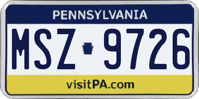 PA license plate MSZ9726