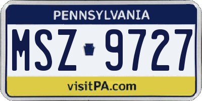 PA license plate MSZ9727