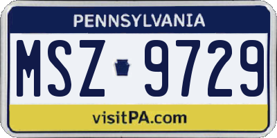 PA license plate MSZ9729