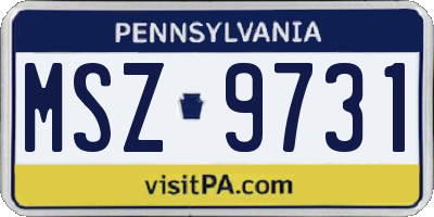 PA license plate MSZ9731