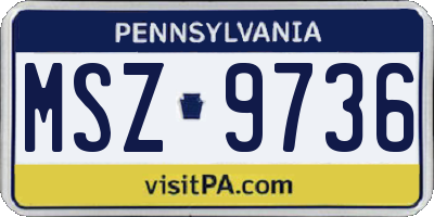 PA license plate MSZ9736