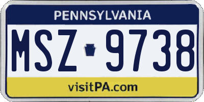 PA license plate MSZ9738