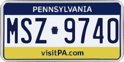 PA license plate MSZ9740