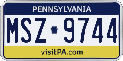 PA license plate MSZ9744