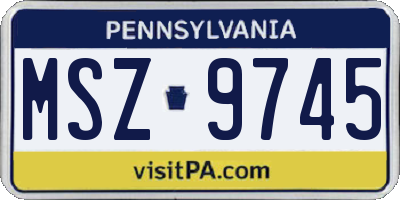 PA license plate MSZ9745