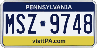 PA license plate MSZ9748