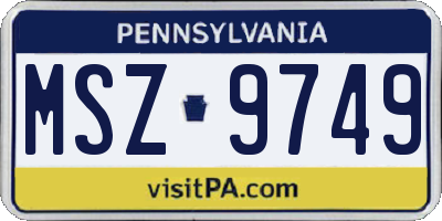 PA license plate MSZ9749