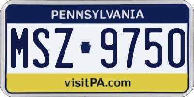 PA license plate MSZ9750
