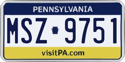 PA license plate MSZ9751