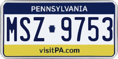 PA license plate MSZ9753
