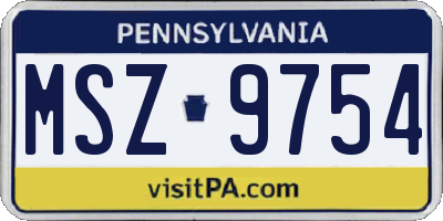 PA license plate MSZ9754