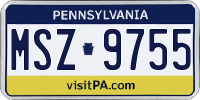 PA license plate MSZ9755