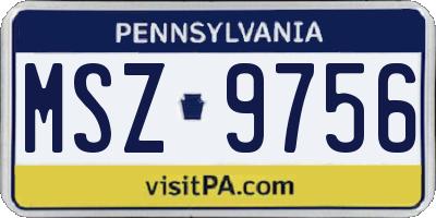 PA license plate MSZ9756