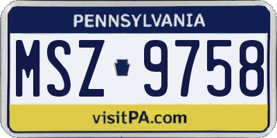 PA license plate MSZ9758